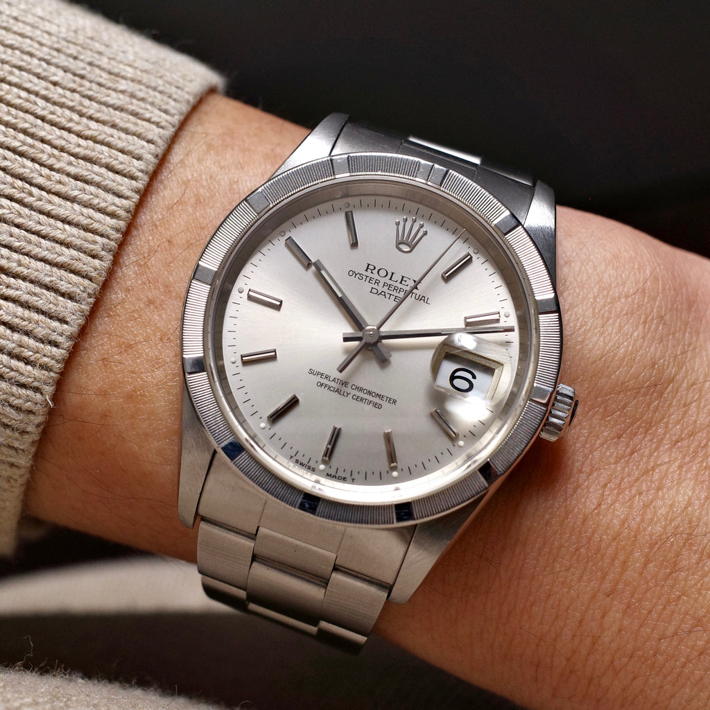 Rolex Date 34mm Engine Turned Bezel 15210