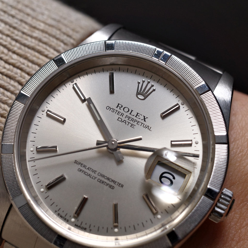 Rolex Date 34mm Engine Turned Bezel 15210